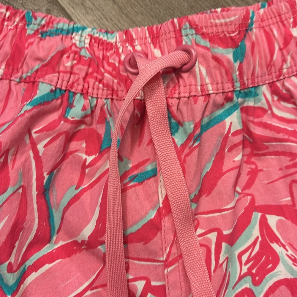 LAUREN JAMES Pink Tulip Print Pull On Shorts Size Medium Med M Women - Picture 2 of 7